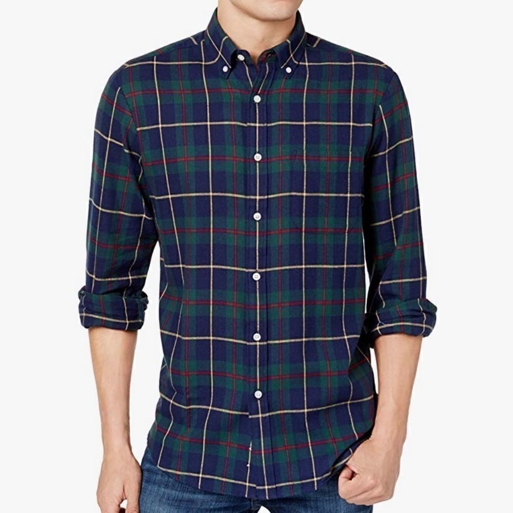 Club Room Green Plaid Flannel Shirt